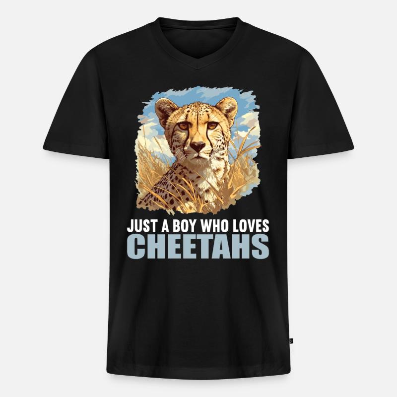 Cheetah Geparde Gepard - Männer Premium Bio T-Shirt mit V-Ausschnitt - Schwarz