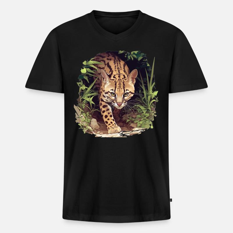 Ocelots Ocelot - Männer Premium Bio T-Shirt mit V-Ausschnitt - Schwarz