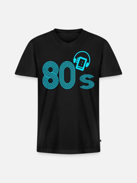80's - Men's Premium Organic T-shirt with V-neck - black
