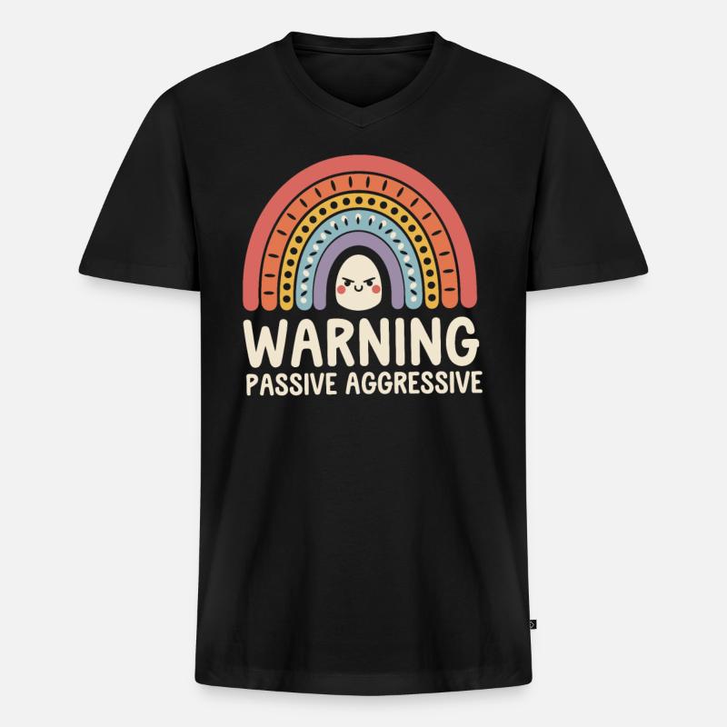 Caution Passive Aggressive Rainbow - Men's Premium Organic T-shirt with V-neck - black
