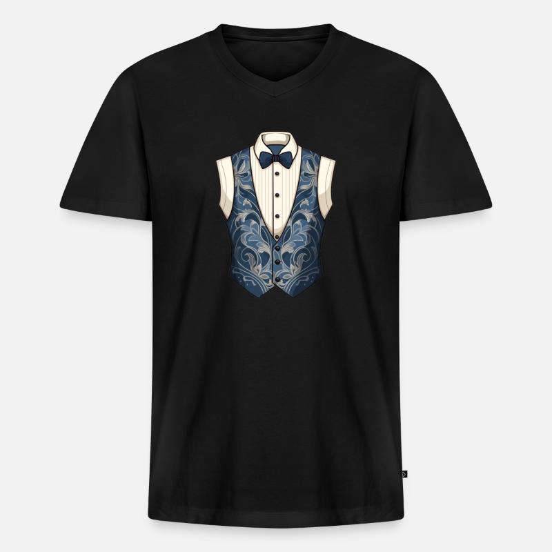 Anzug Ober Kellner Oper Weste - Männer Premium Bio T-Shirt mit V-Ausschnitt - Schwarz