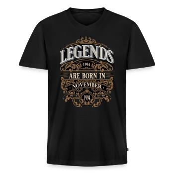 1994 November Born Birthday Year of birth - Men's Premium Organic T-shirt with V-neck - black - Front - Nico (187cm)