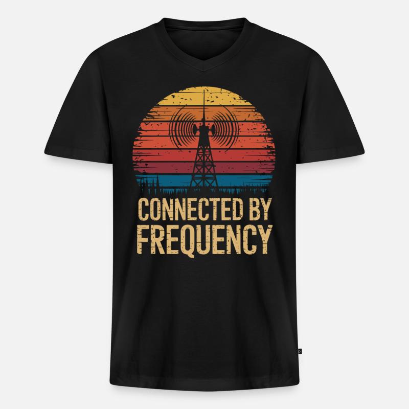 Amateurfunker Verbunden Durch Frequenz - Männer Premium Bio T-Shirt mit V-Ausschnitt - Schwarz