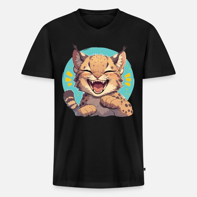 Bobcats Rotluchse Rotluchs Luchs - Männer Premium Bio T-Shirt mit V-Ausschnitt - Schwarz