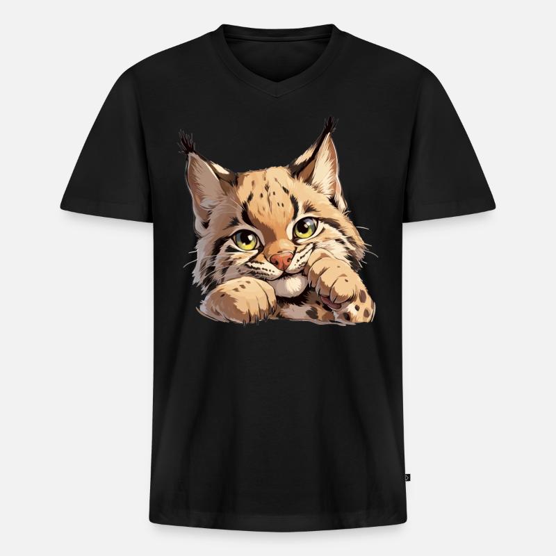 Bobcats Rotluchse Rotluchs Luchs - Männer Premium Bio T-Shirt mit V-Ausschnitt - Schwarz