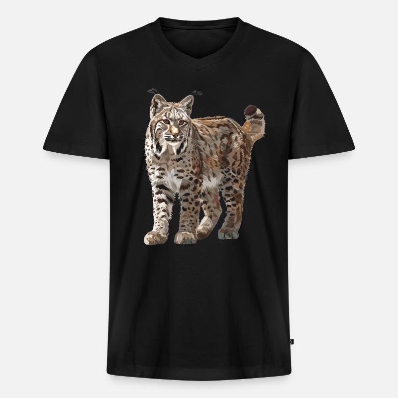 Bobcats Rotluchse Rotluchs Luchs - Männer Premium Bio T-Shirt mit V-Ausschnitt - Schwarz