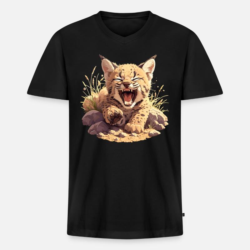 Bobcats Rotluchse Rotluchs Luchs - Männer Premium Bio T-Shirt mit V-Ausschnitt - Schwarz