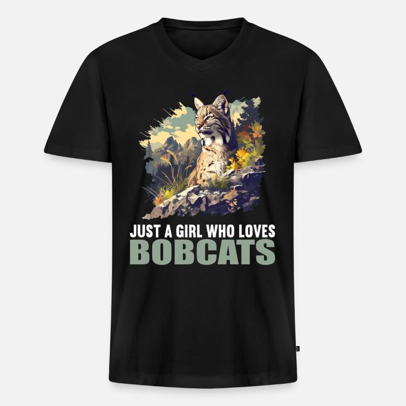 Bobcats Rotluchse Rotluchs Luchs - Männer Premium Bio T-Shirt mit V-Ausschnitt - Schwarz