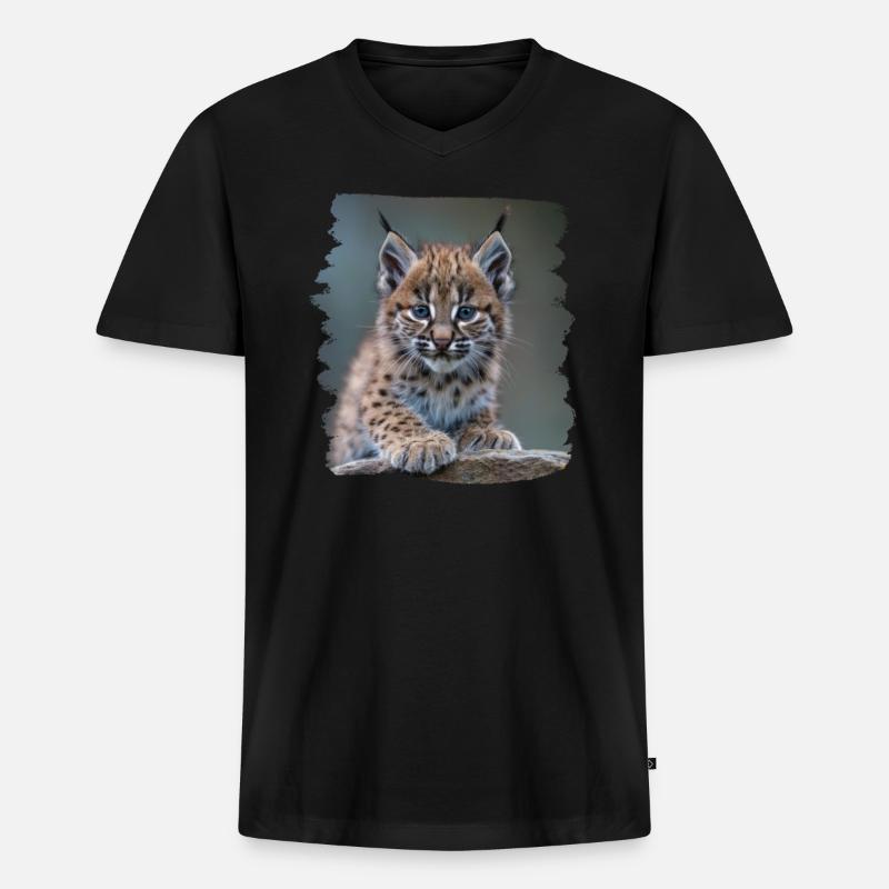 Bobcats Rotluchse Rotluchs Luchs - Männer Premium Bio T-Shirt mit V-Ausschnitt - Schwarz