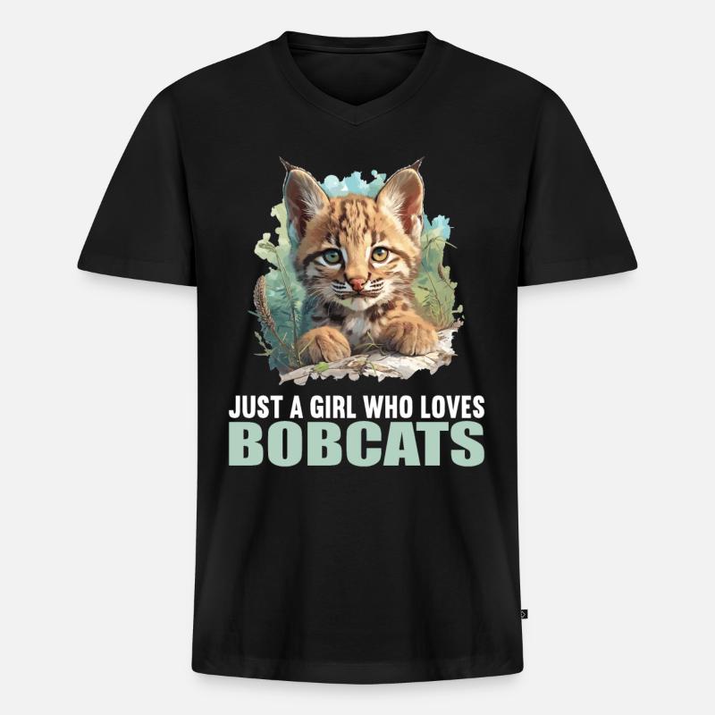 Bobcats Rotluchse Rotluchs Luchs - Männer Premium Bio T-Shirt mit V-Ausschnitt - Schwarz