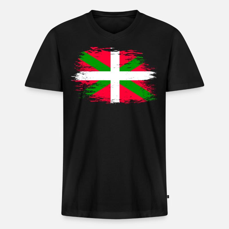 Baskische Flagge used - Männer Premium Bio T-Shirt mit V-Ausschnitt - Schwarz