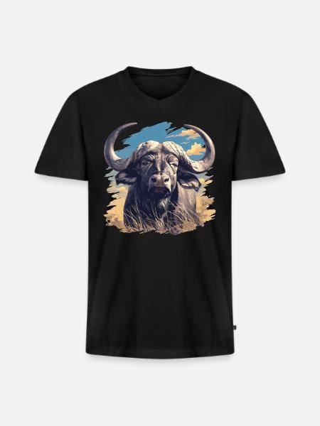 Buffalos Buffalo Büffel - Men's Premium Organic T-shirt with V-neck - black