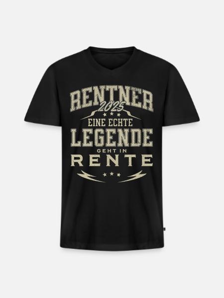 Rentner 2025 - Männer Premium Bio T-Shirt mit V-Ausschnitt - Schwarz