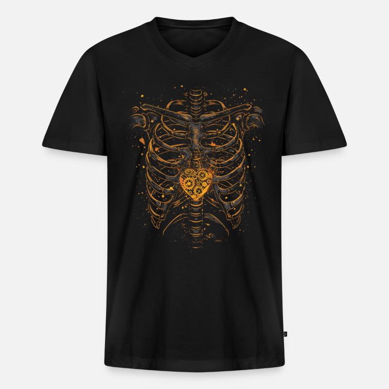 Steampunk Anatomy Steampunk Mechanical - Männer Premium Bio T-Shirt mit V-Ausschnitt - Schwarz