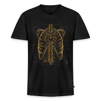 Steampunk Anatomy Steampunk Mechanical - Männer Premium Bio T-Shirt mit V-Ausschnitt - Schwarz - Vorne - Nico (187cm)