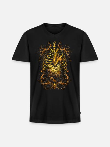 Steampunk Anatomy Steampunk Mechanical - Männer Premium Bio T-Shirt mit V-Ausschnitt - Schwarz