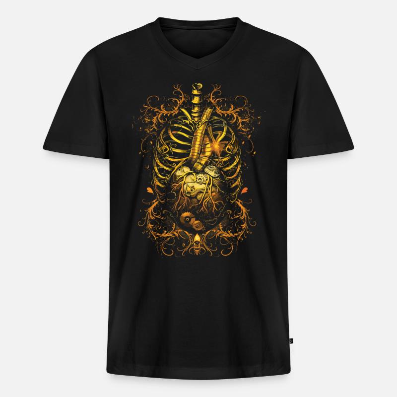 Steampunk Anatomy Steampunk Mechanical - Männer Premium Bio T-Shirt mit V-Ausschnitt - Schwarz