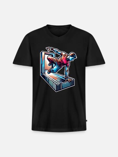 Parkour - T-shirt encolure en V Premium bio Homme - noir