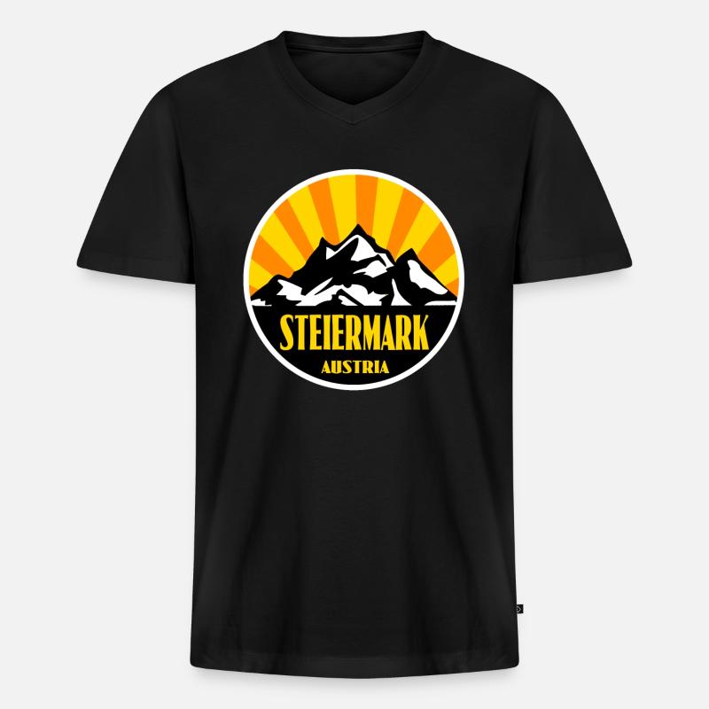 Steiermark - Männer Premium Bio T-Shirt mit V-Ausschnitt - Schwarz