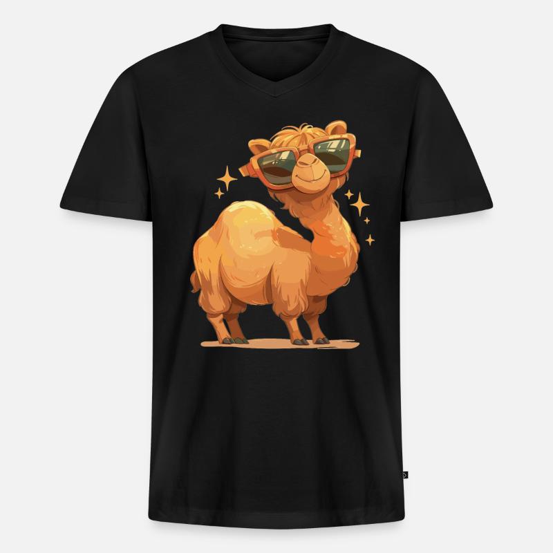 Camel Kamele Kamel - Männer Premium Bio T-Shirt mit V-Ausschnitt - Schwarz