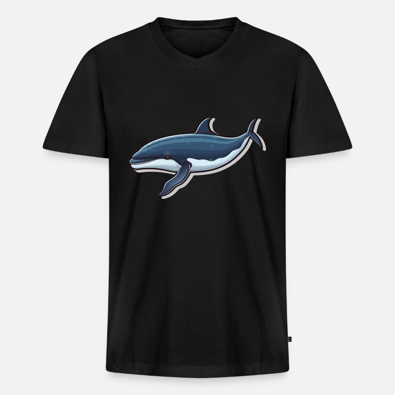 Wal Walfisch - Männer Premium Bio T-Shirt mit V-Ausschnitt - Schwarz