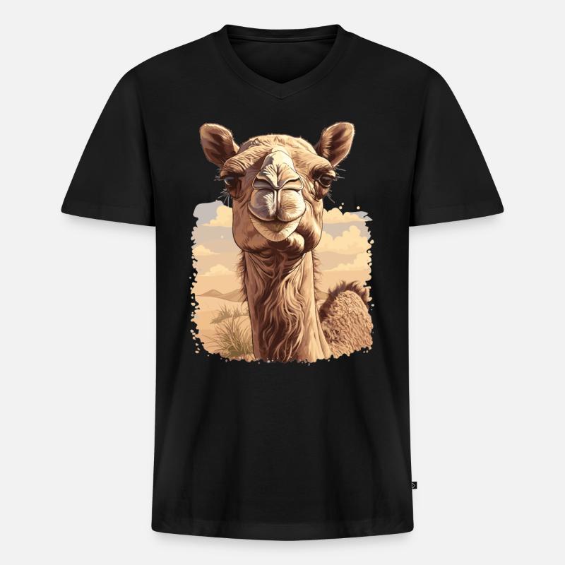 Camel Kamele Kamel - Männer Premium Bio T-Shirt mit V-Ausschnitt - Schwarz