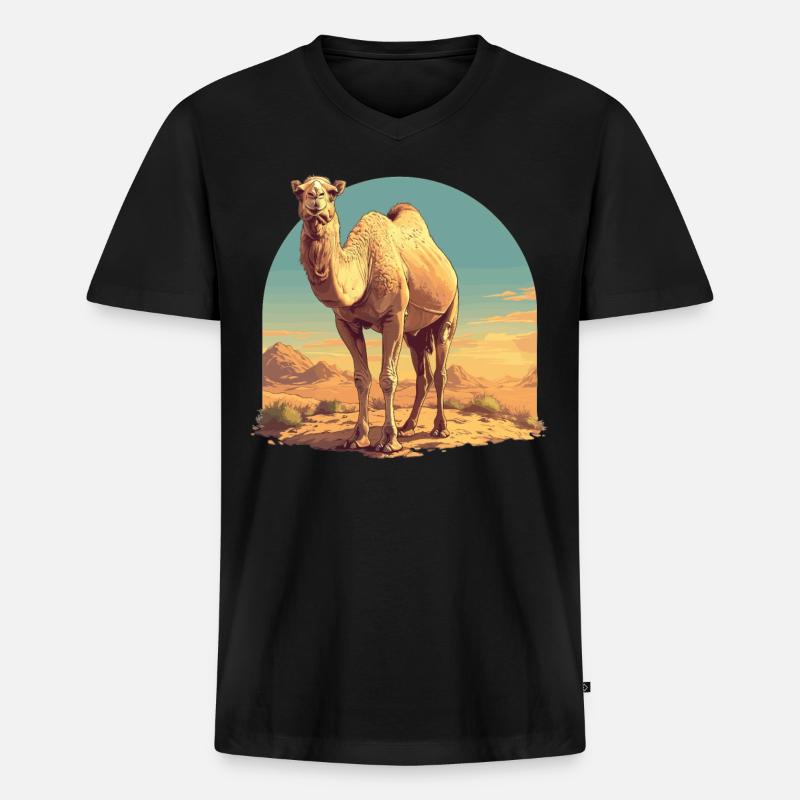 Camel Kamele Kamel - Männer Premium Bio T-Shirt mit V-Ausschnitt - Schwarz
