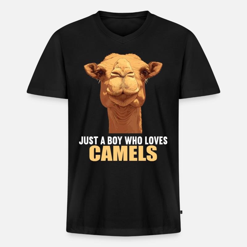 Camel Kamele Kamel - Männer Premium Bio T-Shirt mit V-Ausschnitt - Schwarz