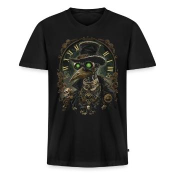 Steampunk Pestilence Plague Doctor - Männer Premium Bio T-Shirt mit V-Ausschnitt - Schwarz - Vorne - Nico (187cm)