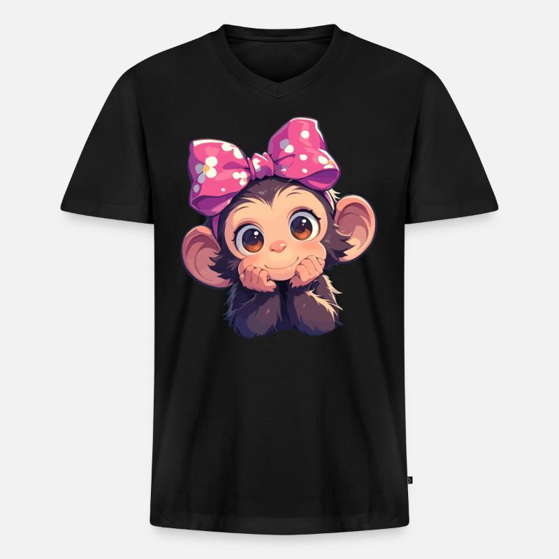 Chimpanzee Schimpansen Schimpanse - Männer Premium Bio T-Shirt mit V-Ausschnitt - Schwarz
