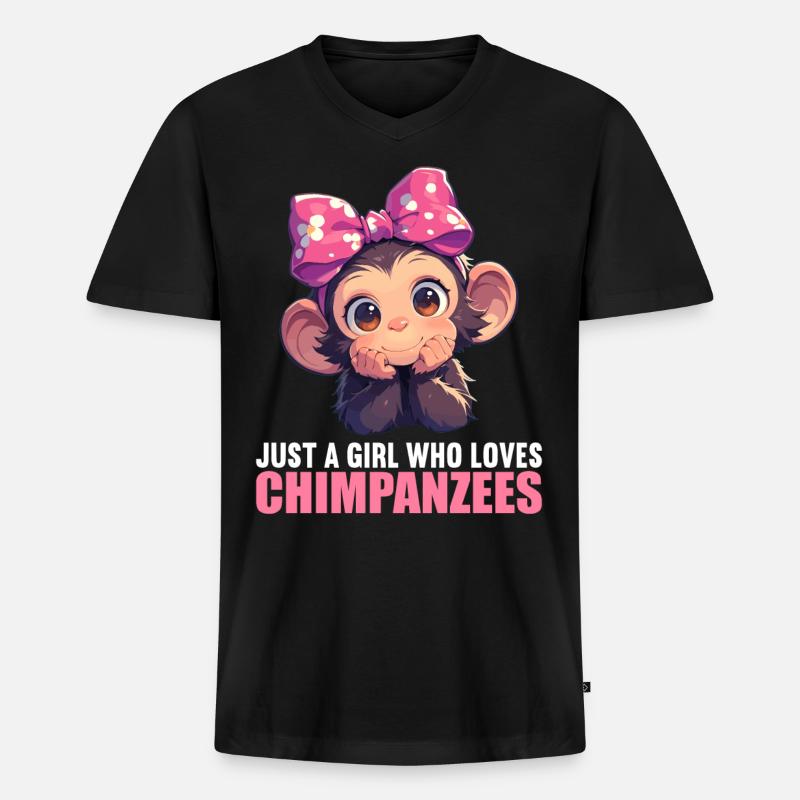 Chimpanzee Schimpansen Schimpanse - Männer Premium Bio T-Shirt mit V-Ausschnitt - Schwarz
