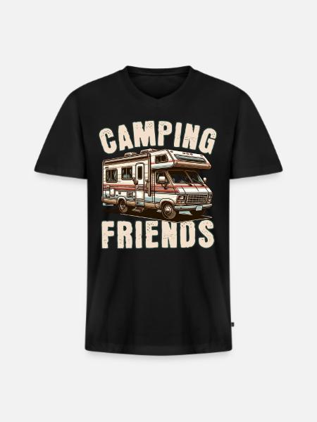 Camping - Men's Premium Organic T-shirt with V-neck - black