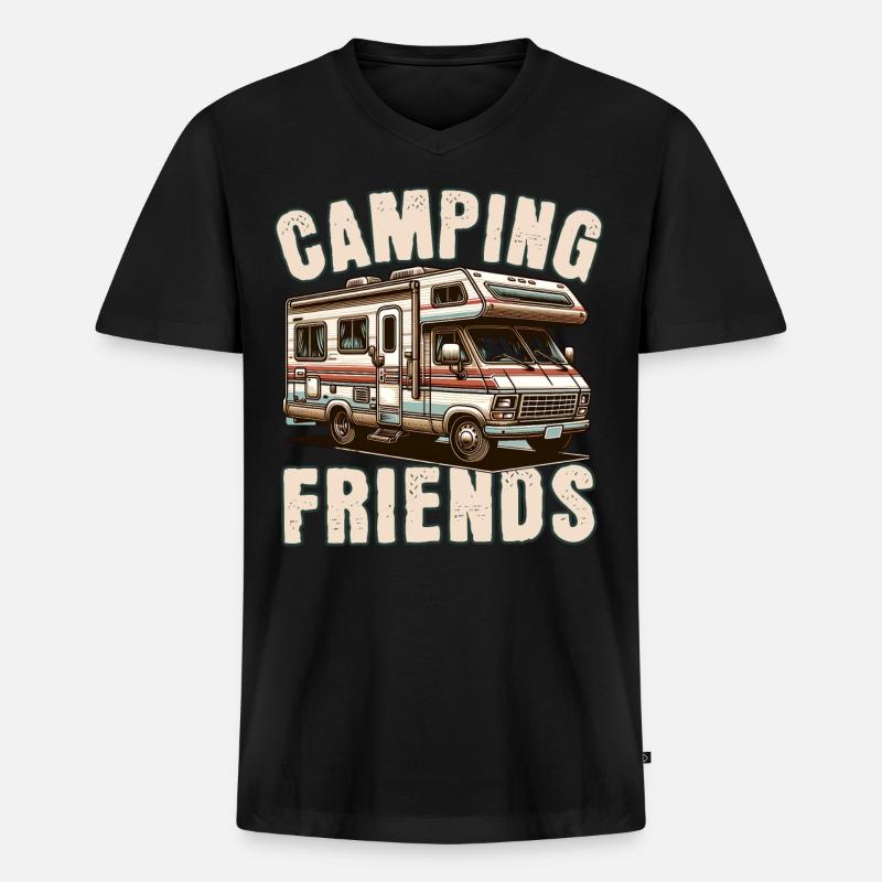 Camping - Männer Premium Bio T-Shirt mit V-Ausschnitt - Schwarz