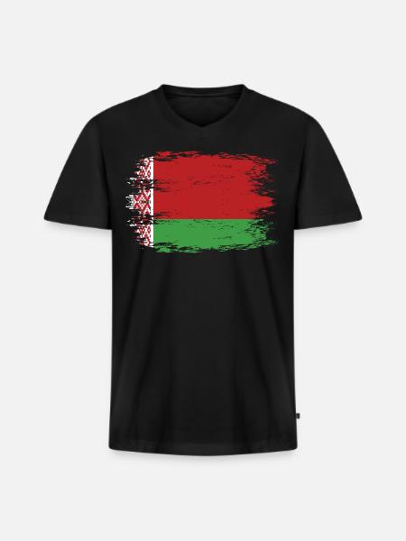 Belarus flag used look - Men's Premium Organic T-shirt with V-neck - black