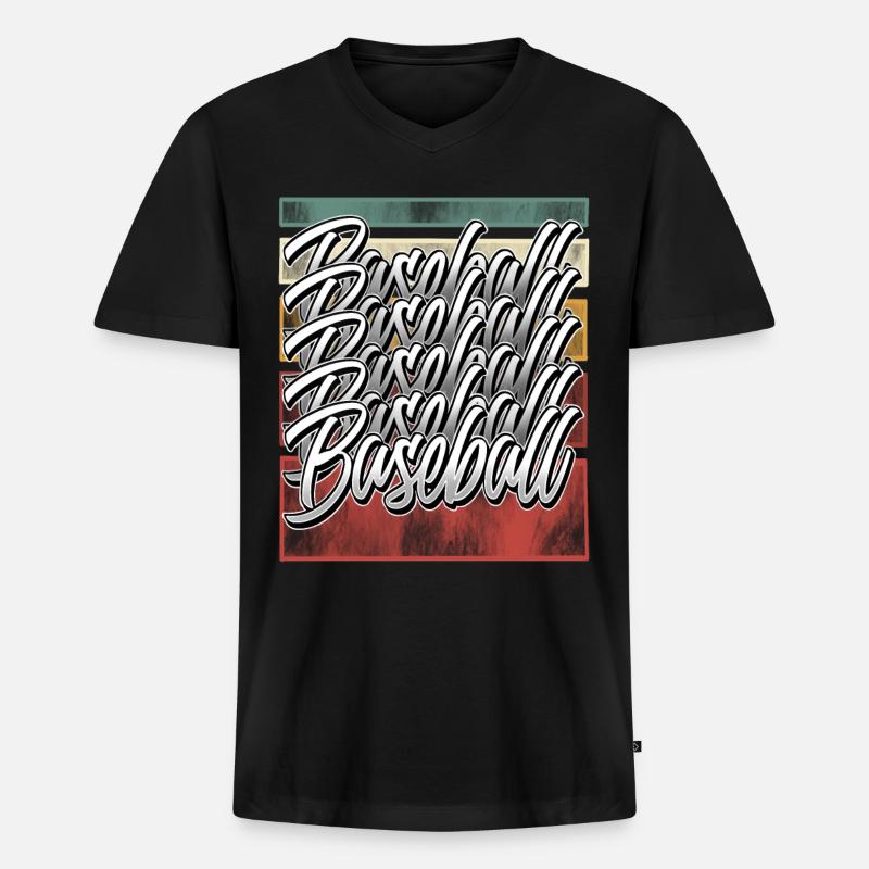 Baseball - Männer Premium Bio T-Shirt mit V-Ausschnitt - Schwarz