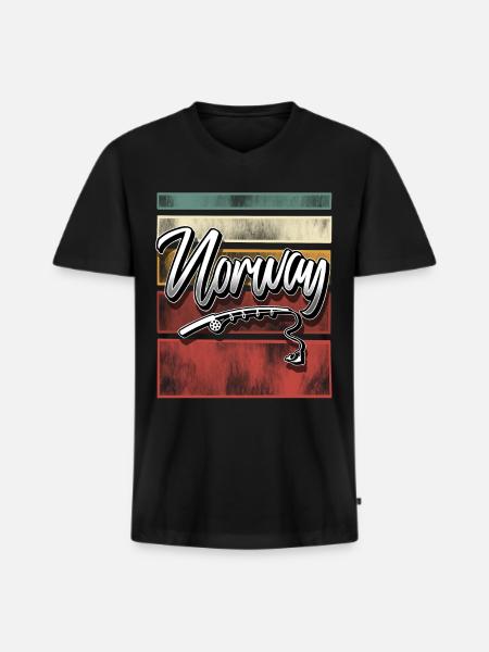 Norway Fishing Fishing - Men's Premium Organic T-shirt with V-neck - black