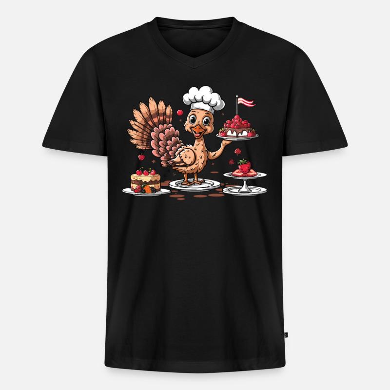 Dankbares Gobble Wobble Thanksgiving - Männer Premium Bio T-Shirt mit V-Ausschnitt - Schwarz