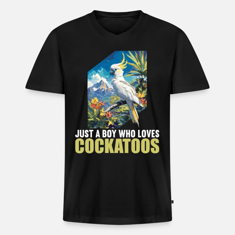 Cockatoo Kakadus Kakadu - Männer Premium Bio T-Shirt mit V-Ausschnitt - Schwarz