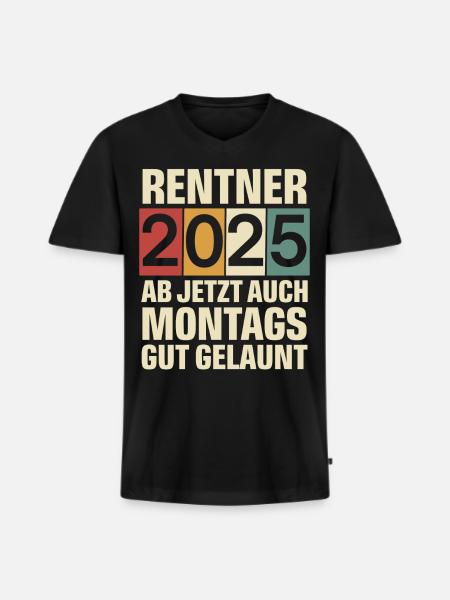 Rentner 2025 - Männer Premium Bio T-Shirt mit V-Ausschnitt - Schwarz