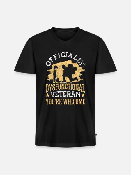 Veteran Medicated Dysfunctional - Men's Premium Organic T-shirt with V-neck - black