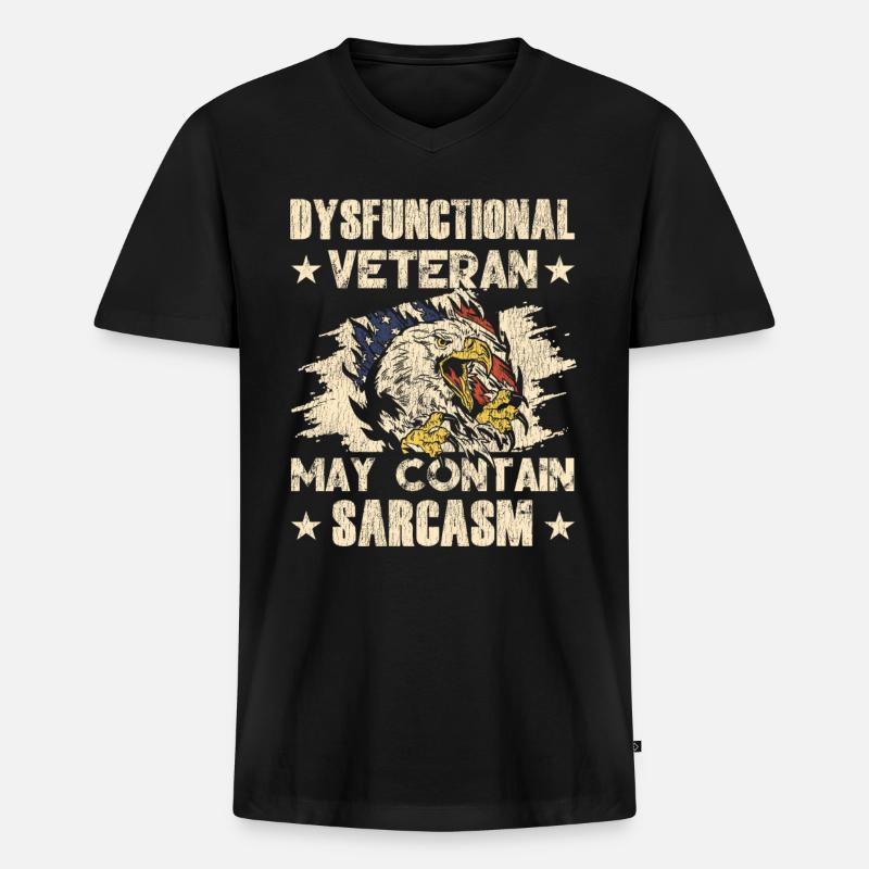 Vétéran Médicamenté Dysfonctionnel - T-shirt encolure en V Premium bio Homme - noir