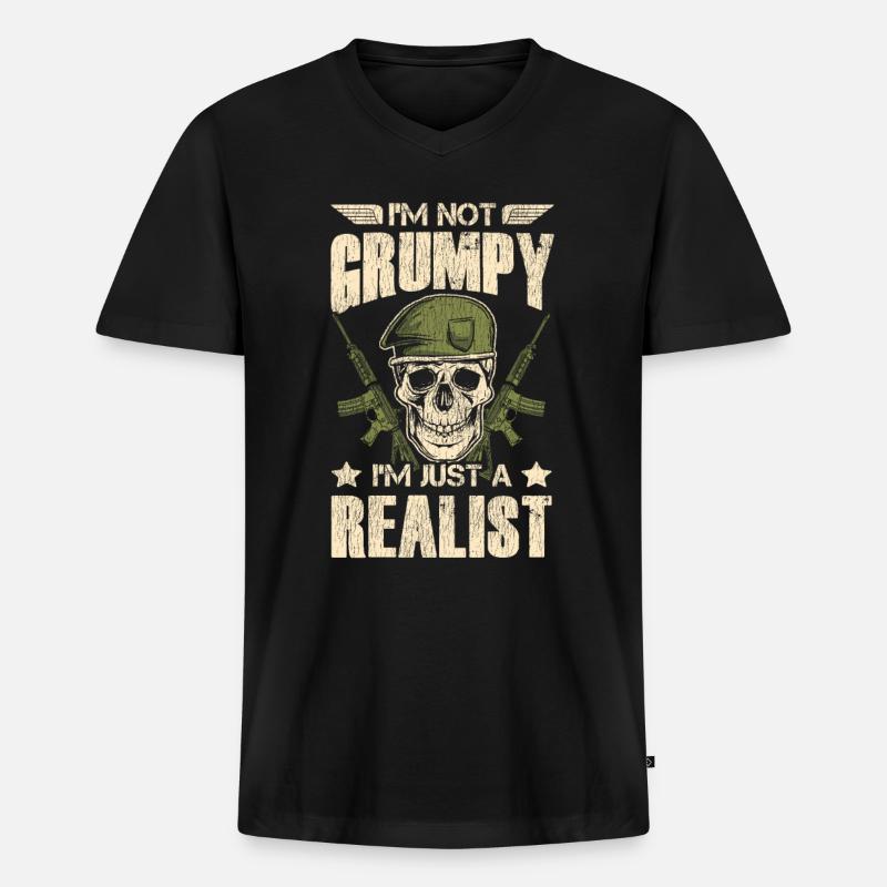 Veteran Medicated Dysfunctional - Men's Premium Organic T-shirt with V-neck - black