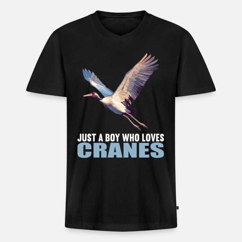 Kraniche Kranich - Männer Premium Bio T-Shirt mit V-Ausschnitt - Schwarz