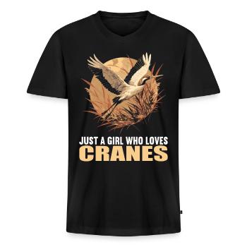 Kraniche Kranich - Männer Premium Bio T-Shirt mit V-Ausschnitt - Schwarz - Vorne - Nico (187cm)