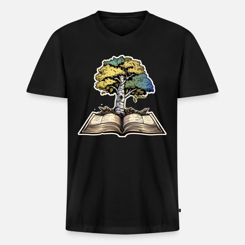 Lesen - Männer Premium Bio T-Shirt mit V-Ausschnitt - Schwarz