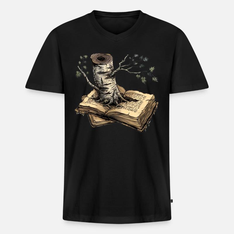 Lesen - Männer Premium Bio T-Shirt mit V-Ausschnitt - Schwarz