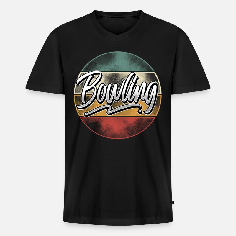 Bowling - Männer Premium Bio T-Shirt mit V-Ausschnitt - Schwarz