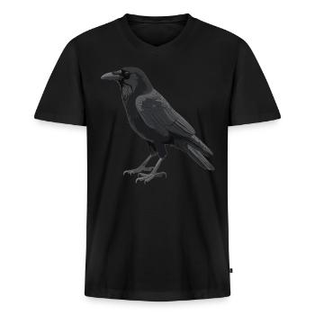 Krähen Krähe - Männer Premium Bio T-Shirt mit V-Ausschnitt - Schwarz - Vorne - Nico (187cm)