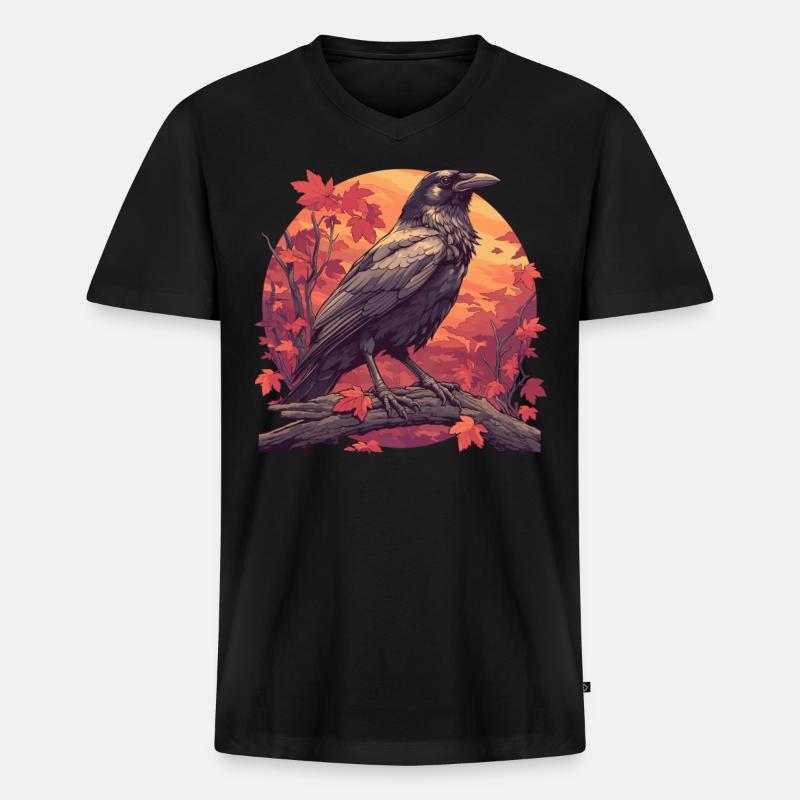Krähen Krähe - Männer Premium Bio T-Shirt mit V-Ausschnitt - Schwarz