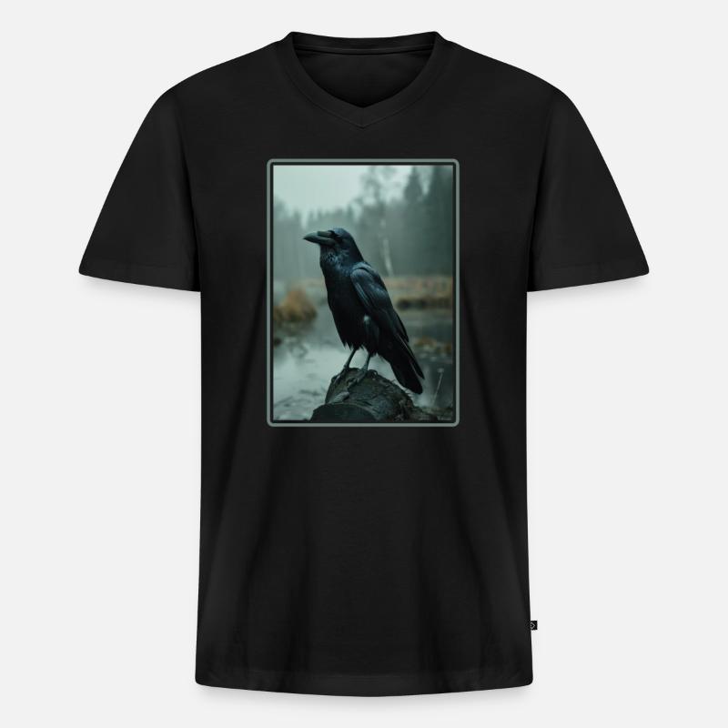 Krähen Krähe - Männer Premium Bio T-Shirt mit V-Ausschnitt - Schwarz